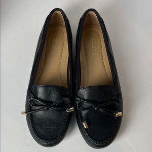 Michael Kors Sutton Black Moccasin Loafers with Gold Accents